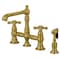 Kingston Brass KS7277AXBS English Country 8" Bridge Kitchen Faucet W/ Sprayer, Brass KS7277AXBS - alternate 1